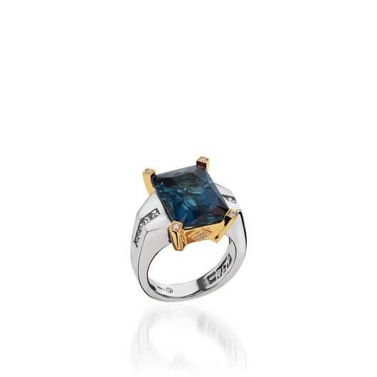 London Blue Topaz & 1/10 ct. tw. Diamond Ring in 10K Rose Gold | Helzberg  Diamonds